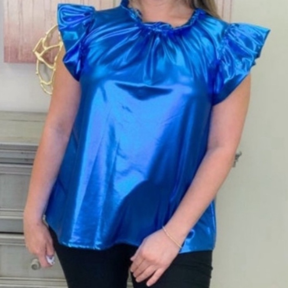 Metallic Blue Top from Jennaration Boutique
